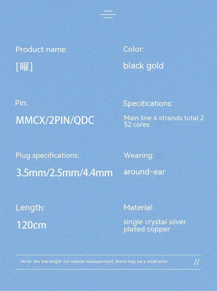 Handcrafted Earphone Cable with 16-strand Silver-plated Wire and Gold-plated Connectors for Iron Triangle LS200 LS70 LS50 CKR100 E40-DETAIL~9