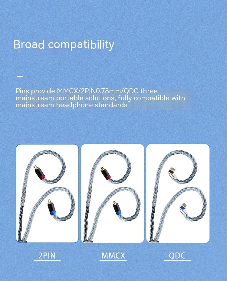 Handcrafted Earphone Cable with 16-strand Silver-plated Wire and Gold-plated Connectors for Iron Triangle LS200 LS70 LS50 CKR100 E40-DETAIL~7