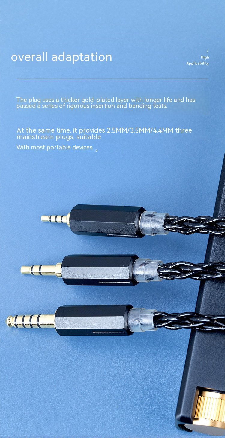 Handcrafted Earphone Cable with 16-strand Silver-plated Wire and Gold-plated Connectors for Iron Triangle LS200 LS70 LS50 CKR100 E40-DETAIL~6