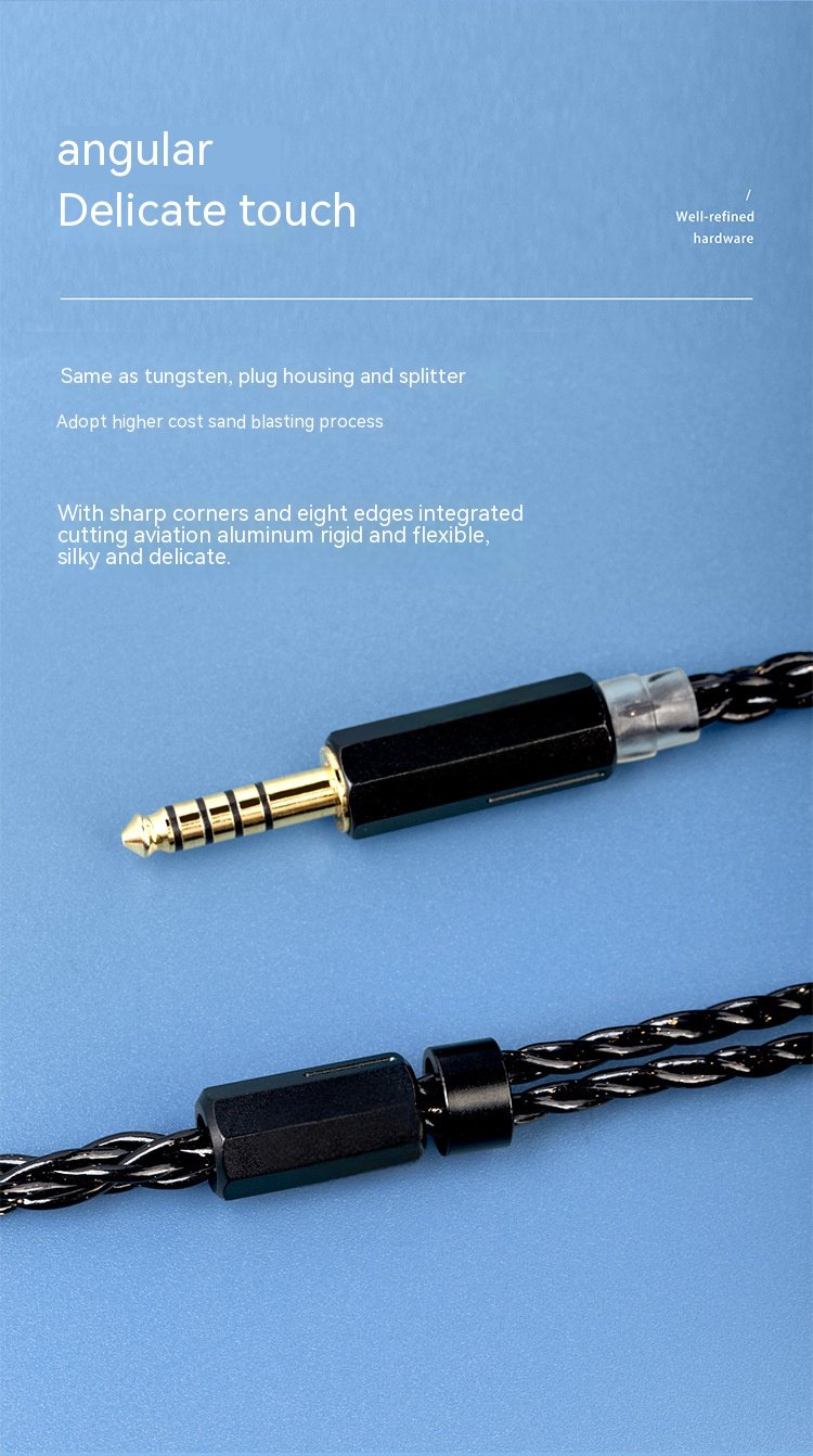 Handcrafted Earphone Cable with 16-strand Silver-plated Wire and Gold-plated Connectors for Iron Triangle LS200 LS70 LS50 CKR100 E40-DETAIL~5