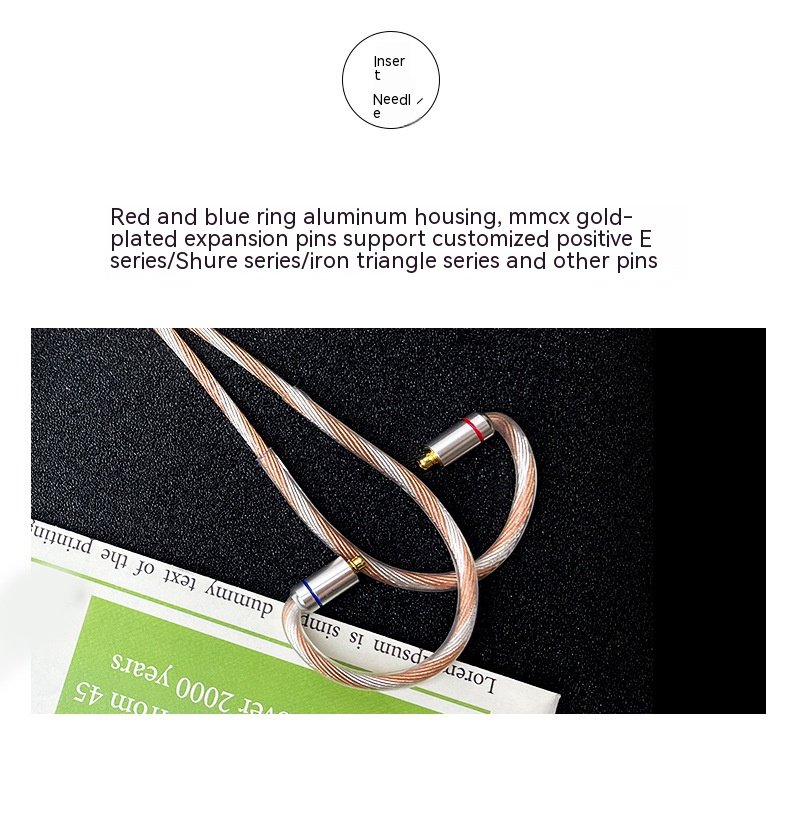 Handcrafted Earphone Cable with 16-Strand Silver-Plated Wire and Gold-Plated Connectors for Audio Technica LS400ISLS300ISE70LS300LS400IS DETAIL~3