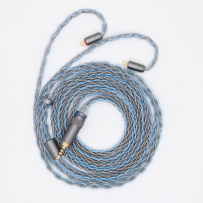 8-Core Silver Grey Braided Crystal Plated Single Crystal Copper Earphone Cable - DIY Headphone Upgrade Cable for Sennheiser Audio-Technica Beyerdynamic-Headphone cable102