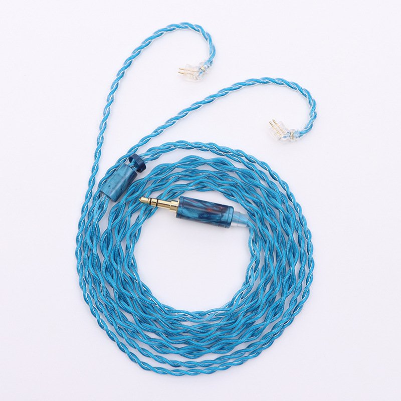 Upgraded 4-core Blue Graphene Braided Earphone Cable for Sennheiser - High Resolution, High Fidelity Single Crystal Copper + Graphene - DIY Earphone Upgrade Cable, Compatible with Sennheiser, beyerdynamic, Audio-Technica-Headphone cable60