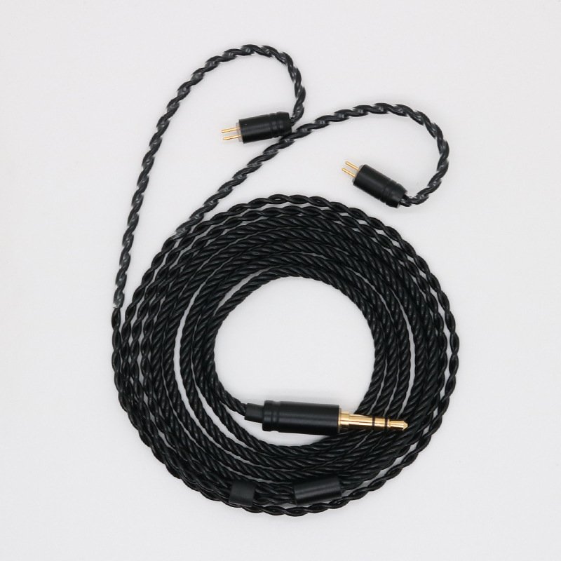 DIY 4-Core Black Twisted Silver-Plated Upgrade Earphone Cable for Sennheiser Audio-Technica beyerdynamic-Headphone cable70