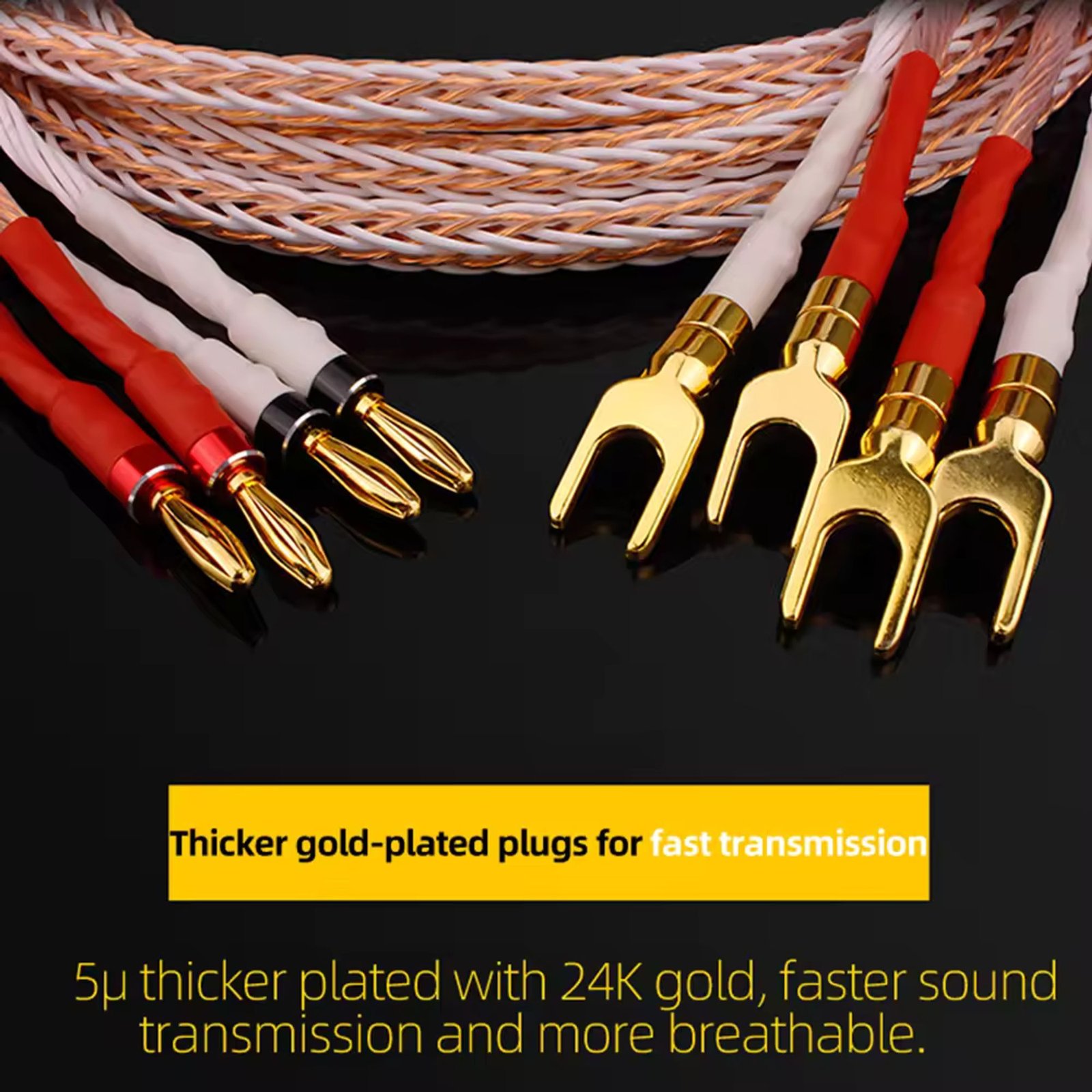 YYAUDIO OCC 8TC speaker cable fever speaker amplifier HiFi connection cable Y-Y Banana plug-Banana plug Y-Banana plug-05