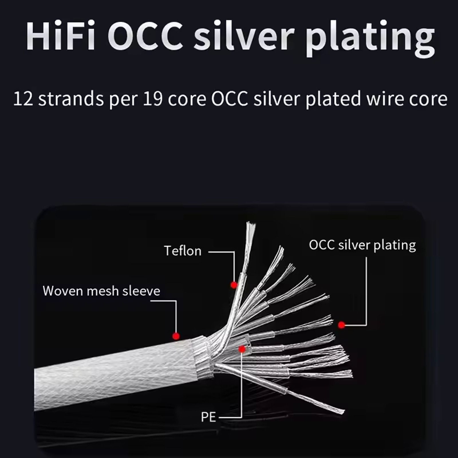 Silver pleated OFC OCC copper cable with braid car rca cables HIFI audio cable-05